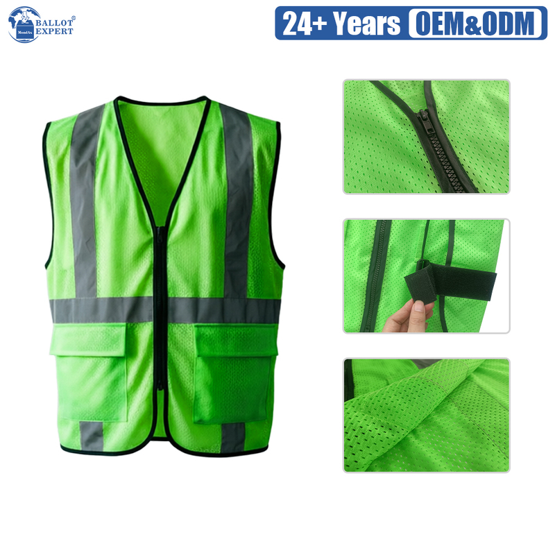 Multi-Pocket Zip-Front Election Reflective Vest 3